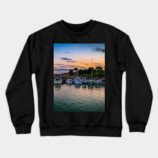 Seaport Summer Sunset Boats Crewneck Sweatshirt